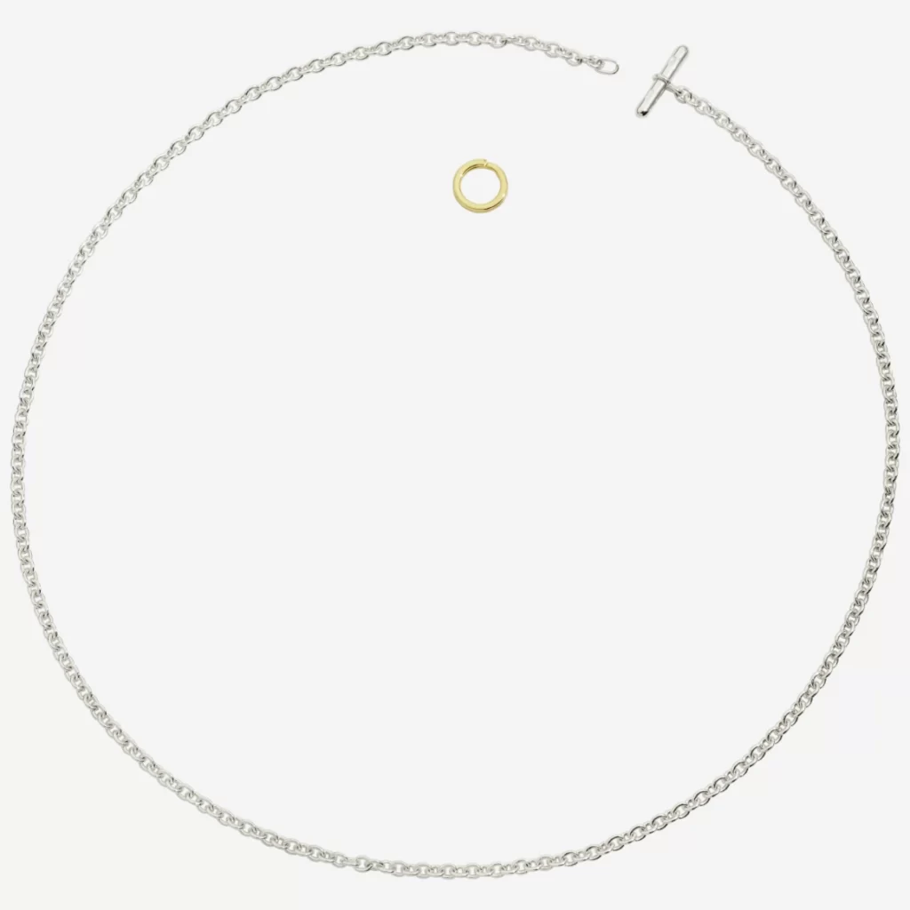 שרשרת כסף ESSENTIALS סוגר T-bar. שרשרת מכסף סטרלינג עם סוגר T-bar מזהב צהוב 18 קראט - קולקציית Essentials
