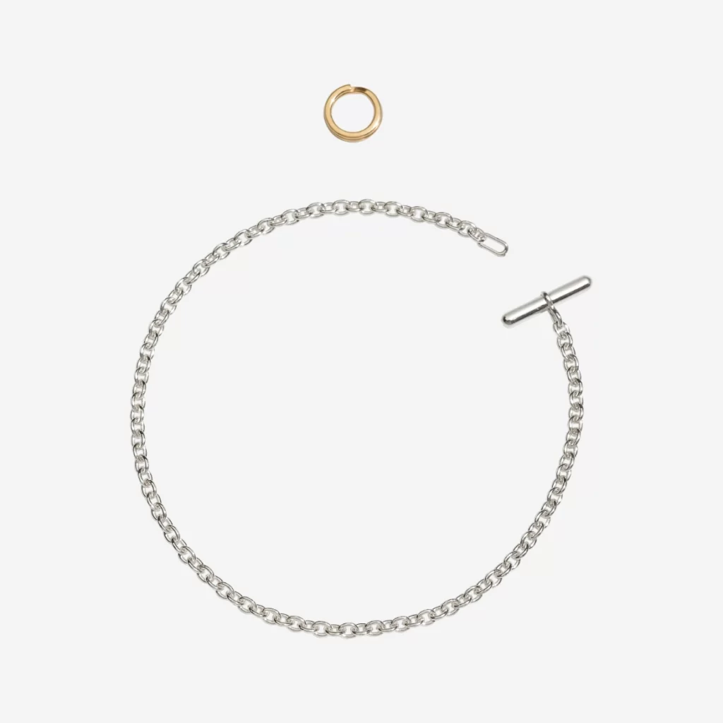 צמיד ESSENTIALS סוגר T-bar. צמיד מכסף סטרלינג עם סוגר T-bar מזהב צהוב 18 קראט - קולקציית Essentials