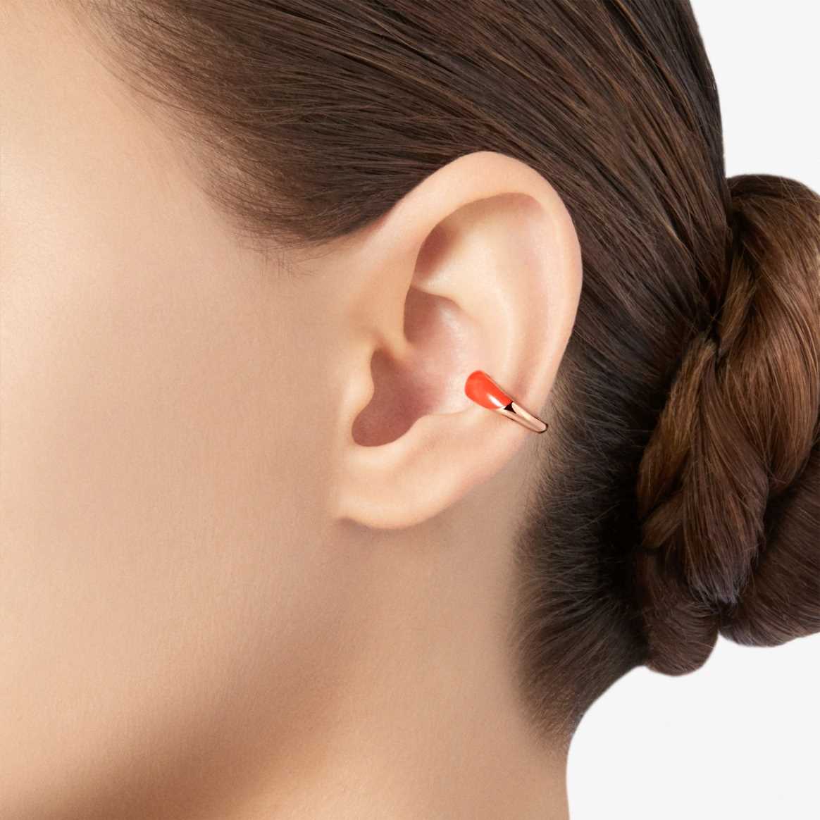 Earcuff RONDELLE מכסף בציפוי זהב ורוד 18K ואמייל אדום.