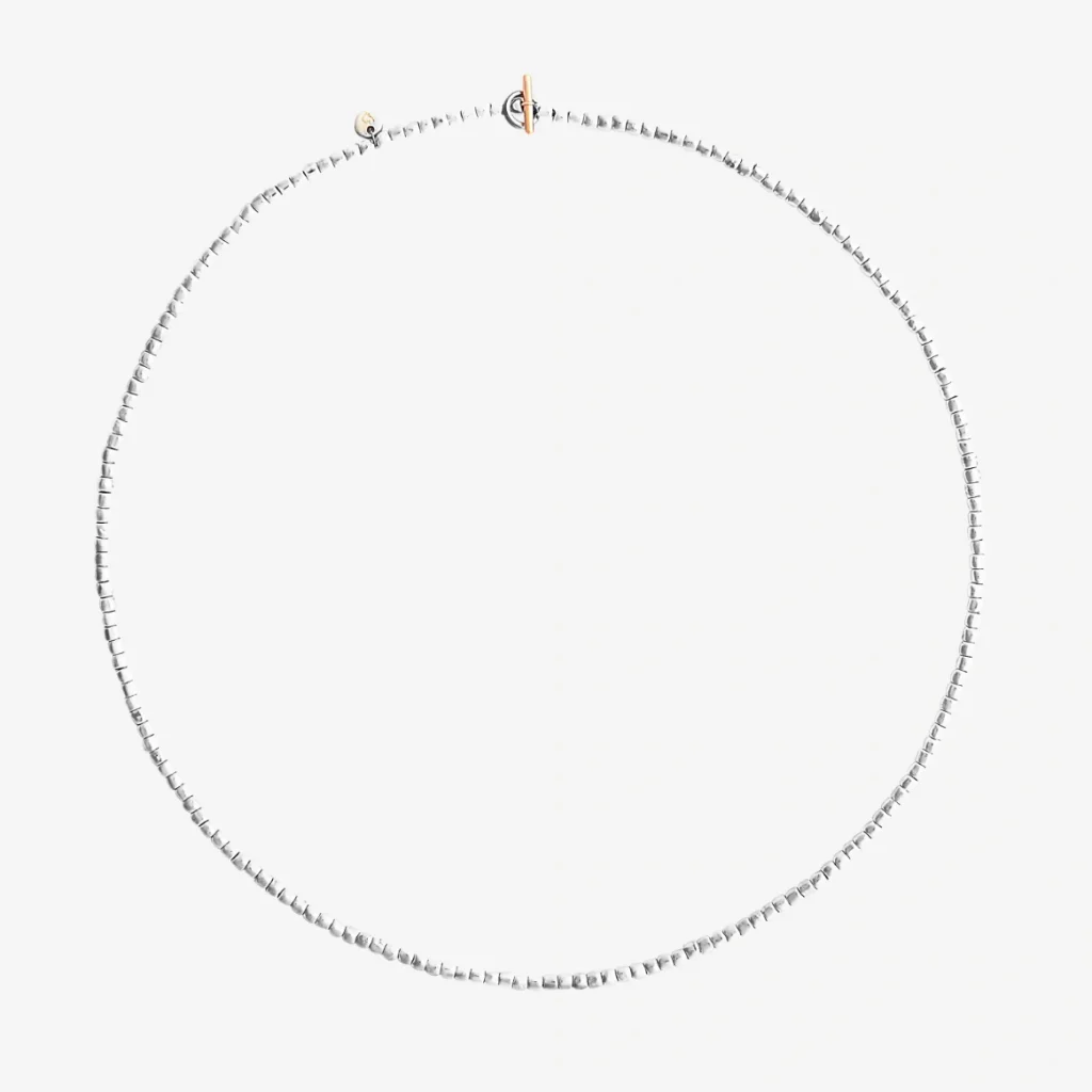 שרשרת כסף מיני Granelli מכסף סטרלינג 925, בסיס וסוגר סטיינלס סטיל וזהב 9 קראט. אורך: 46 ס"מ  55 ס"מ