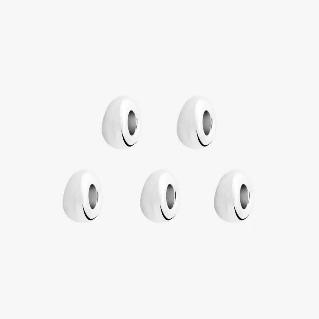 RONDELLE כסף דגם גודל. סט RONDELLE מכסף סטרלינג 925. 5 יחידות. תוספת לצמיד, עגיל או שרשרת.